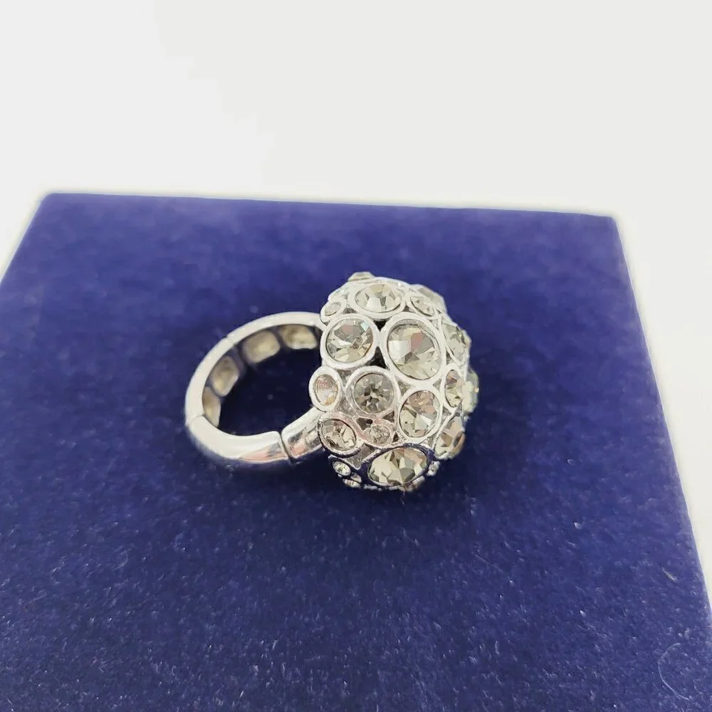 Ann Taylor Loft Silver Rhinestone Dome Stretch Ring